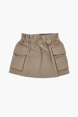 Cotton Cargo Skirt with Elastic Waist