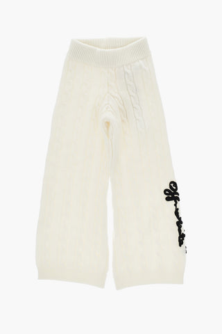 Wide-Leg Braided Pants with Elastic Waistband