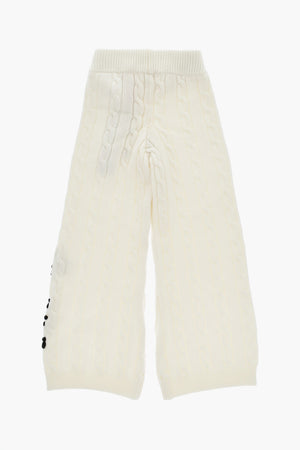 Wide-Leg Braided Pants with Elastic Waistband