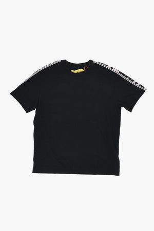 Rundhals-T-Shirt aus Baumwolle mit Logostreifen