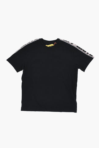 Cotton Crewneck T-Shirt with Logo Stripes