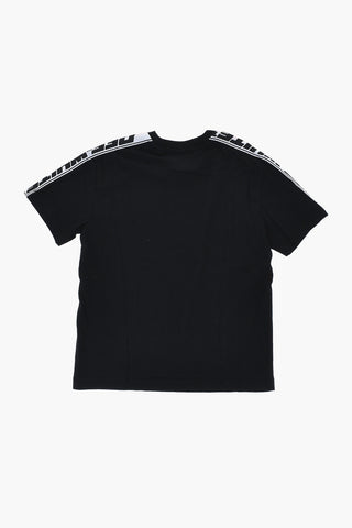 Cotton Crewneck T-Shirt with Logo Stripes