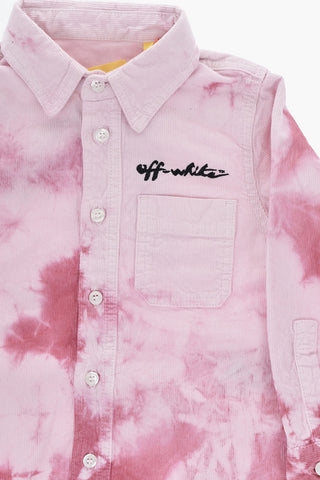 Ribbed Velour Shirt with Tie‑Dye Effect