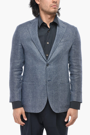 CC COLLECTION Half-Lined Linen-Blend Herringbone Blazer