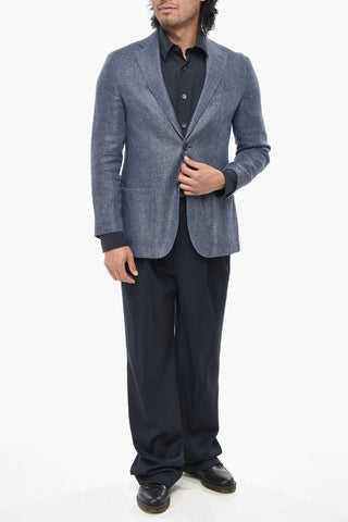 CC COLLECTION Blazer Semifoderato in Misto Lino Herringbone