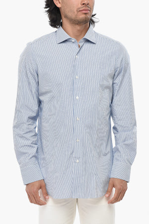 Camicia a Righe Bicolore con Collo Francese
