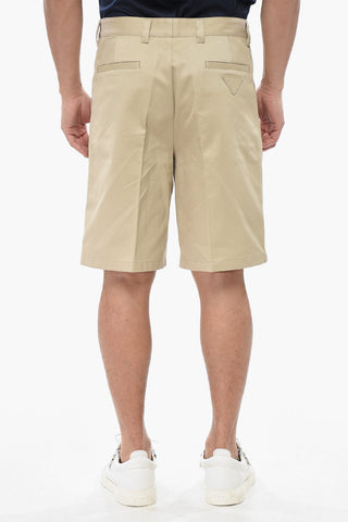 Baumwoll-Twill-Shorts Mit Doppelter Bundfalte