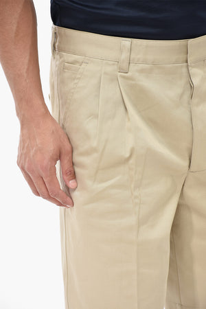 Double-Pleat Cotton Twill Shorts