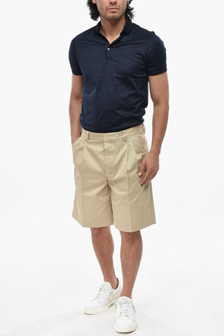 Baumwoll-Twill-Shorts Mit Doppelter Bundfalte