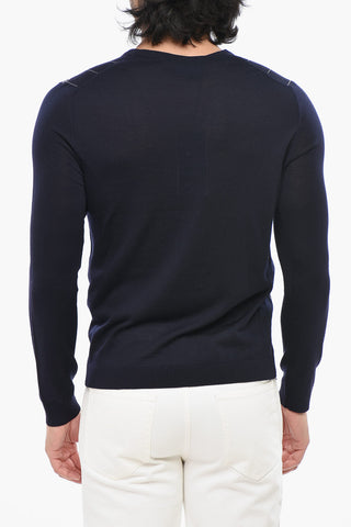 Pullover aus Wolle E Nylon mit ikonischem Muster und V-Ausschnitt