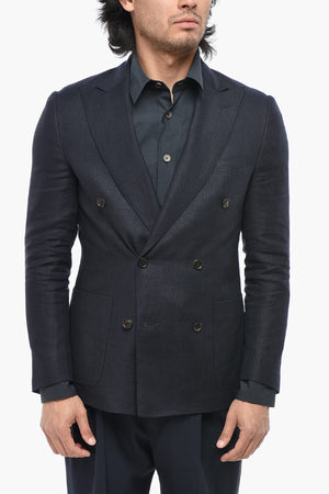 Wool-Blend Double-Breasted Blazer GATE with Peak Lapel