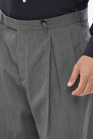 Pantaloni a Doppia Pince in Lana Vergine