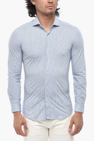 Camicia a Righe con Collo Francese