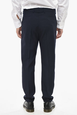 Wool Single-Pleat Trousers With Belt Loops