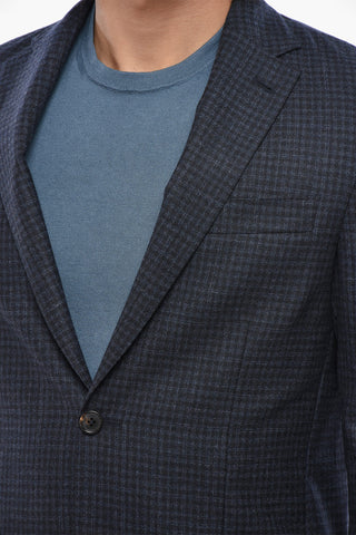 Unlined Wool-Gingham Blazer WHISPER