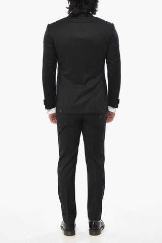 CODE Three-Piece Virgin Wool Suit with Satin Peak Lapel