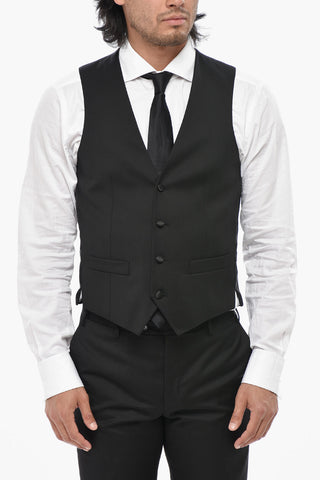CODE Three-Piece Virgin Wool Suit with Satin Peak Lapel