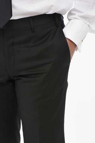 CODE Three-Piece Virgin Wool Suit with Satin Peak Lapel