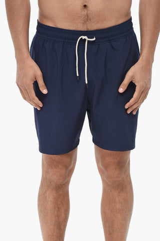 Boxer-Badehose in Uni mit gesticktem Logo