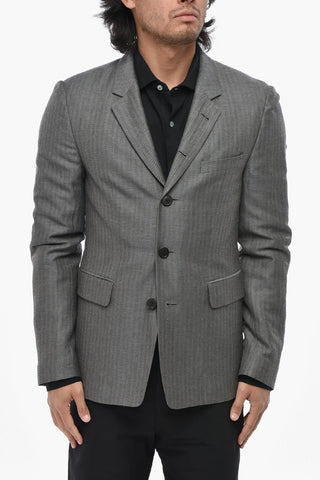 Linen-Blend Blazer With 3 Buttons And Flap Pockets