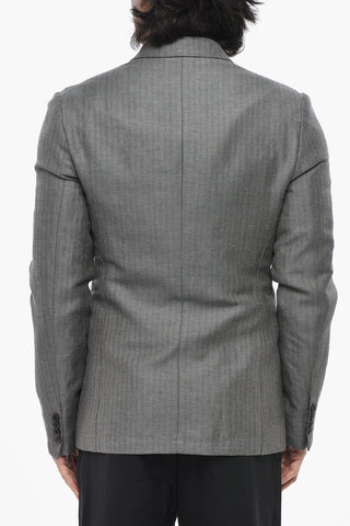 Linen-Blend Blazer With 3 Buttons And Flap Pockets