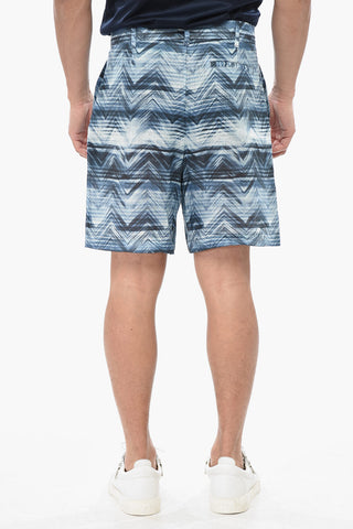 Chevron-Pattern Cotton Shorts