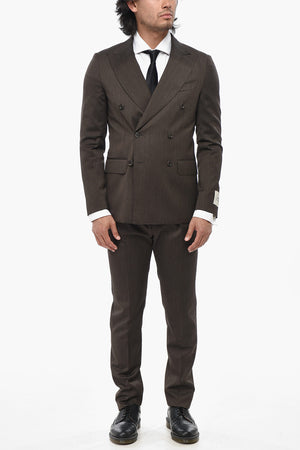 CC COLLECTION Herringbone Wool Double-Breasted Suit RETAILORED