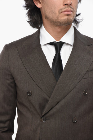 CC COLLECTION Herringbone Wool Double-Breasted Suit RETAILORED