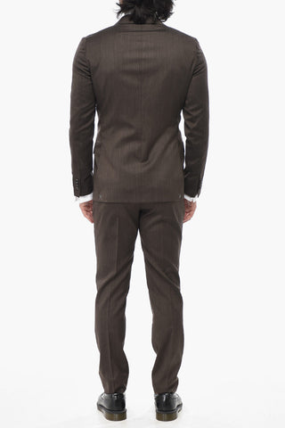 CC COLLECTION Herringbone Wool Double-Breasted Suit RETAILORED