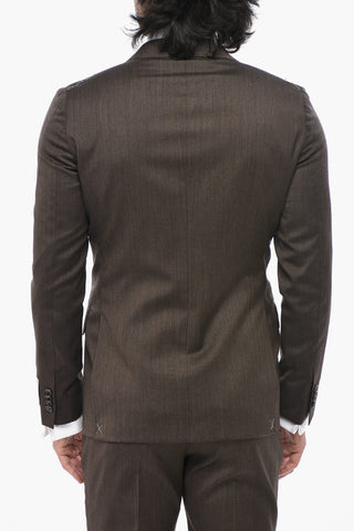 CC COLLECTION Herringbone Wool Double-Breasted Suit RETAILORED