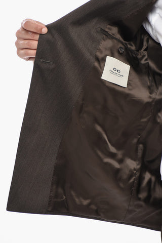 CC COLLECTION Herringbone Wool Double-Breasted Suit RETAILORED