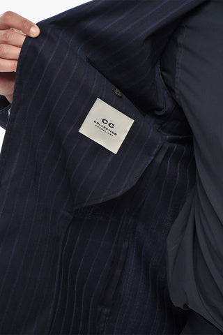CC COLLECTION Virgin Wool Pinstriped Blazer with Peak Lapel