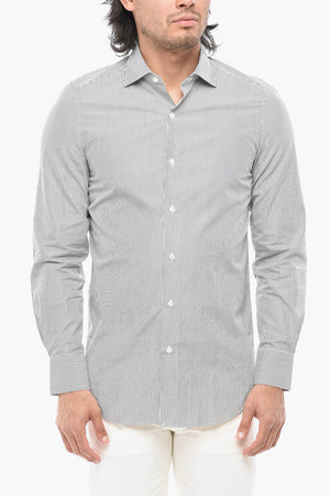 Camicia a Righe Bicolore con Collo Francese