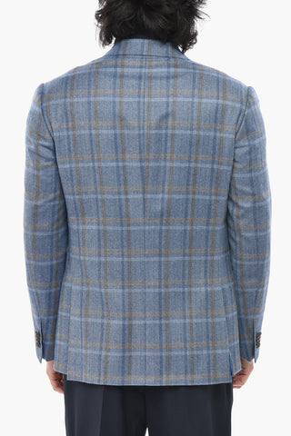 Two-Button Virgin Wool Blazer with Tartan Pattern
