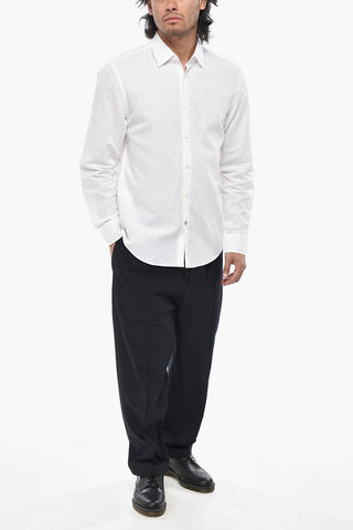 Linen-Blend Shirt with French Collar