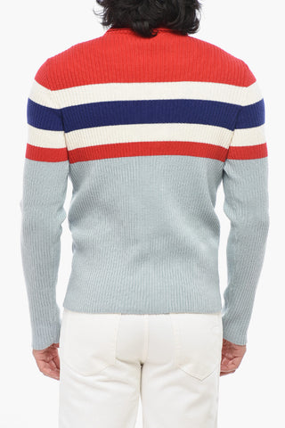 Rollkragenpullover mit Rippenstrick aus Wolle und Baumwolle