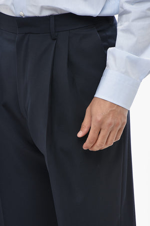 면 더블 플리츠 팬츠