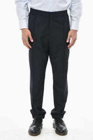 Freizeithose aus Wollmischung mit einer Bundfalte
