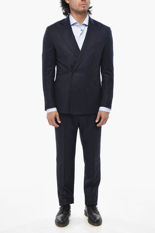 Double-Breasted Virgin Wool Suit with Double Vent