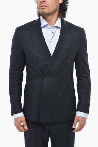 Double-Breasted Virgin Wool Suit with Double Vent