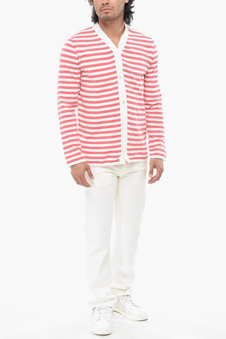 HOMME PLUS Cardigan in Tessuto Stretch con Motivo Awning