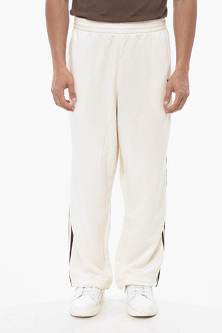 ADIDAS Brushed Cotton-Blend Joggers with Contrasting Side Stripes