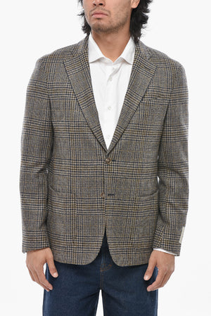 CC COLLECTION Pied-de-Poule Virgin Wool and Cashmere Blazer with Patch Pockets