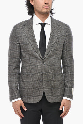 CC COLLECTION Virgin Wool District Check Blazer With Peak Lapel