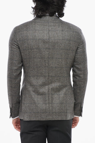 CC COLLECTION Virgin Wool District Check Blazer With Peak Lapel