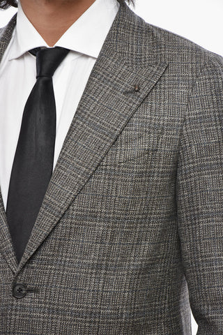 CC COLLECTION Virgin Wool District Check Blazer With Peak Lapel
