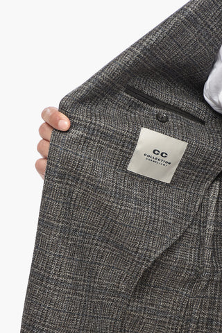CC COLLECTION Virgin Wool District Check Blazer With Peak Lapel