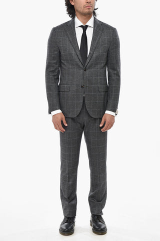 Virgin Wool Suit ACADEMY LIGHT with Windowpane Pattern