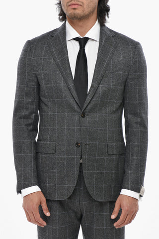 Virgin Wool Suit ACADEMY LIGHT with Windowpane Pattern