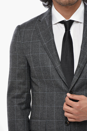 Virgin Wool Suit ACADEMY LIGHT with Windowpane Pattern